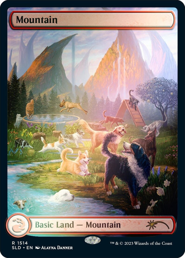 Mountain - Full Art FOIL - SLD 1514 Raining Cats and Dogs NM EN - MTG Magic