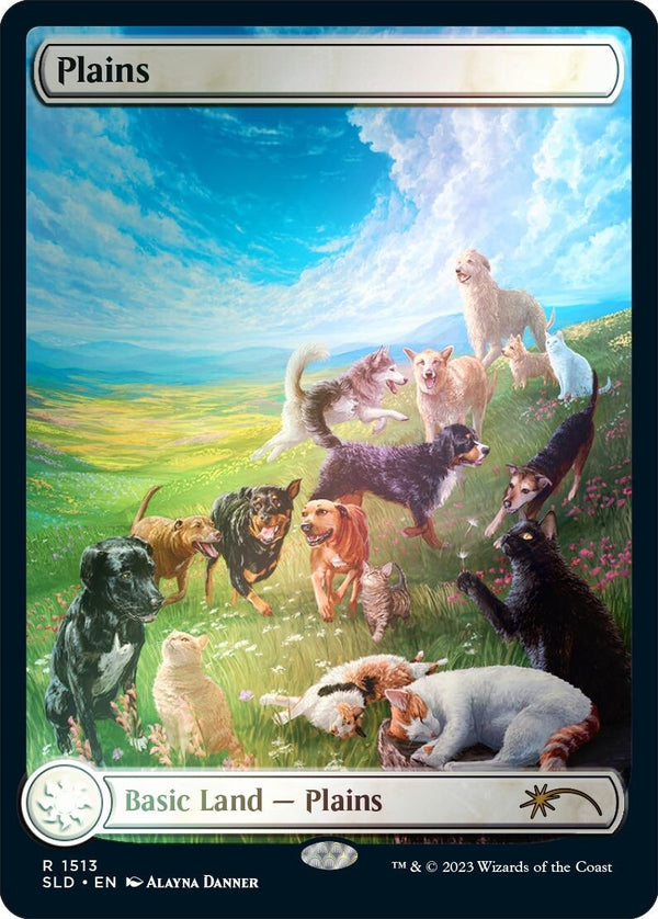 Plains - Full Art FOIL - SLD 1513 Raining Cats and Dogs NM EN - MTG Magic