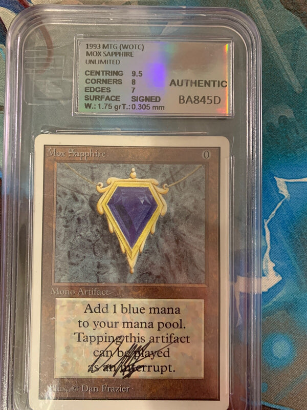 Mox Sapphire Unlimited Signed 8 - 8.5 Graded Near Mint Magic The Gathering MTG