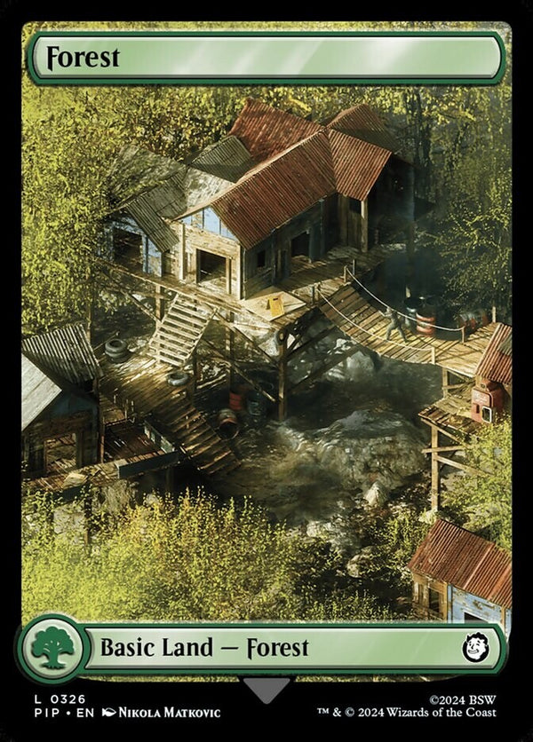 Forest Basic Land Full Art - Fallout - NM EN - PIP 326 - Magic The Gathering MTG