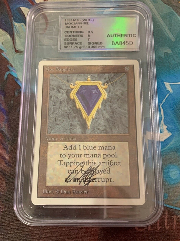Mox Sapphire Unlimited Signed 8 - 8.5 Graded Near Mint Magic The Gathering MTG