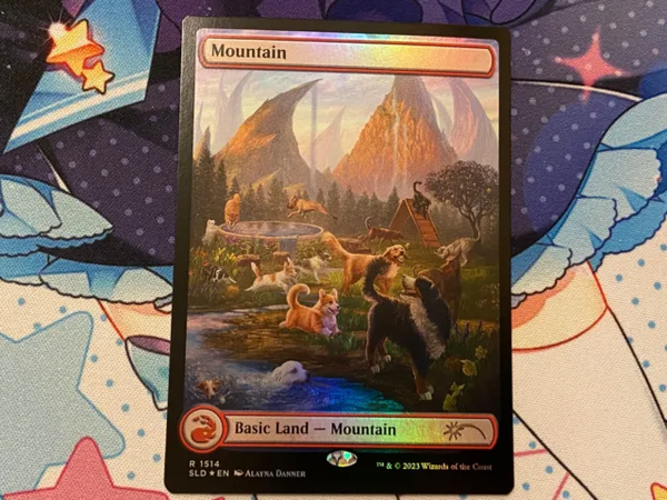 Mountain - Full Art FOIL - SLD 1514 Raining Cats and Dogs NM EN - MTG Magic