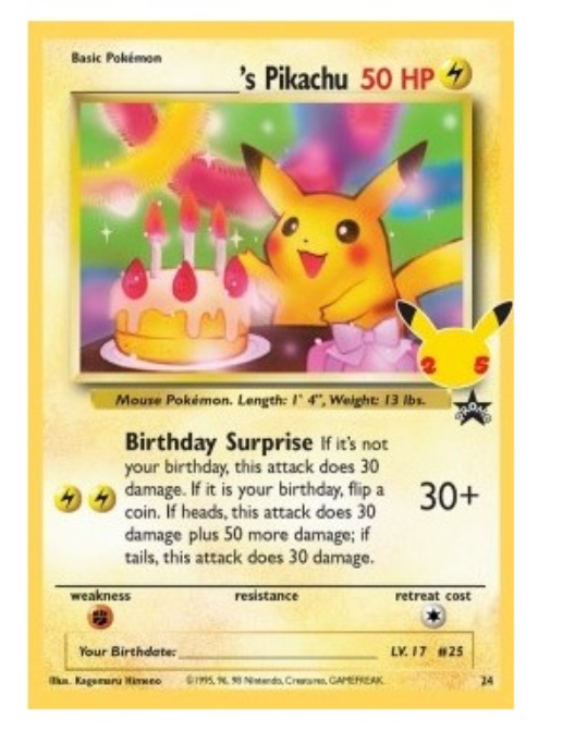 Pokémon - Birthday Pikachu Celebrations CEL WP 24 - NM EN - PKM TCG
